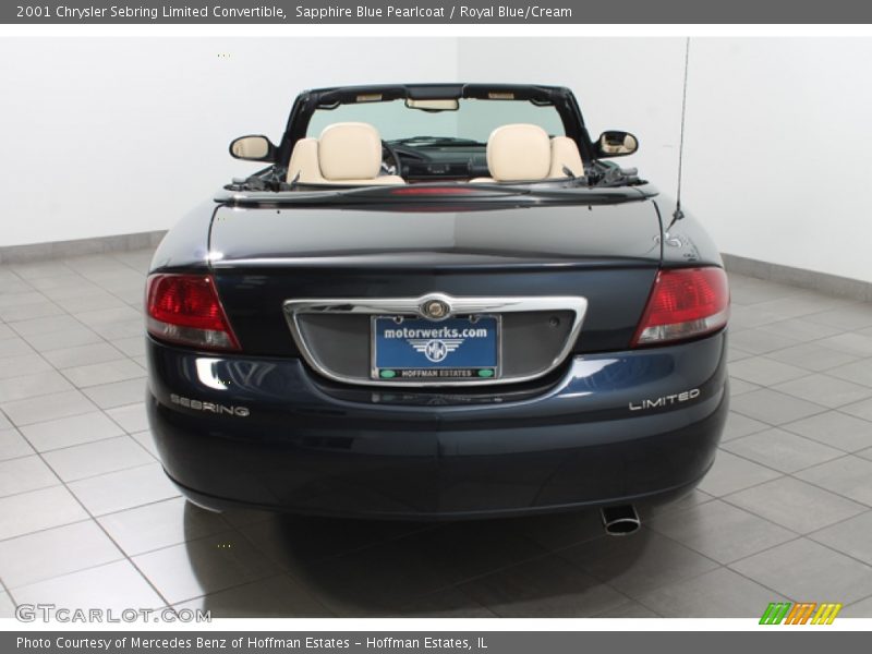 Sapphire Blue Pearlcoat / Royal Blue/Cream 2001 Chrysler Sebring Limited Convertible