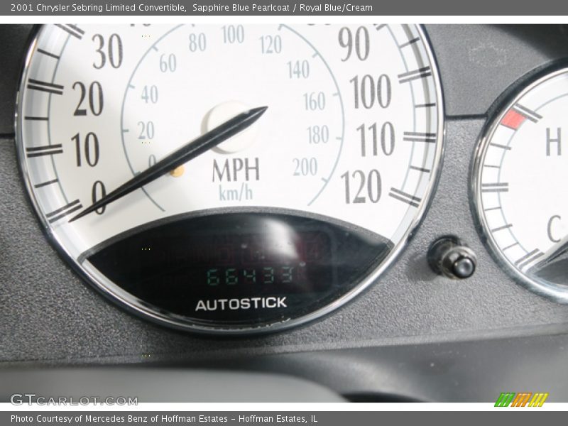 Sapphire Blue Pearlcoat / Royal Blue/Cream 2001 Chrysler Sebring Limited Convertible