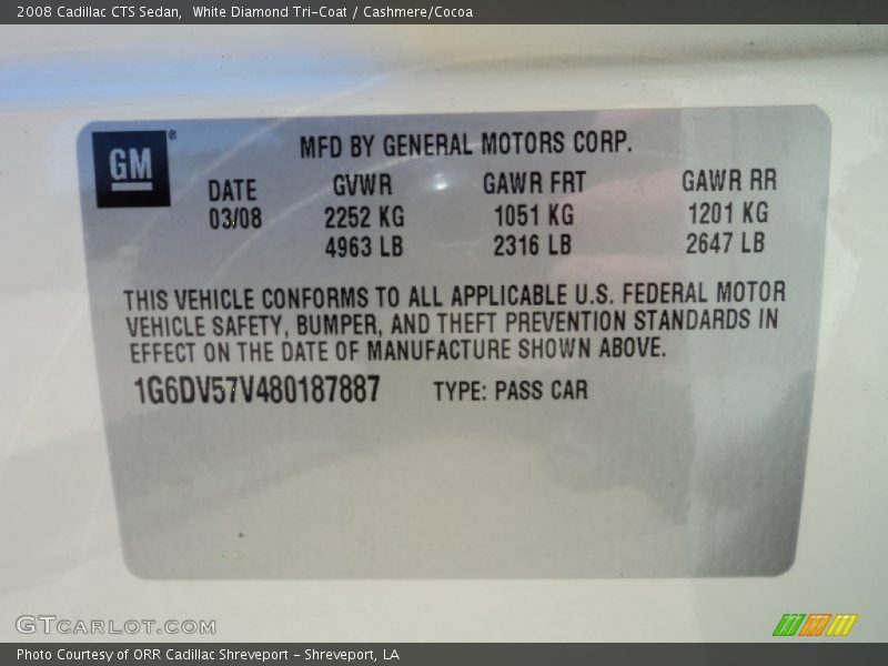 White Diamond Tri-Coat / Cashmere/Cocoa 2008 Cadillac CTS Sedan