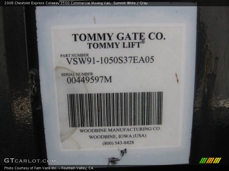 Summit White / Gray 2008 Chevrolet Express Cutaway 3500 Commercial Moving Van