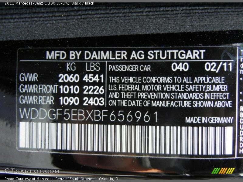 Black / Black 2011 Mercedes-Benz C 300 Luxury