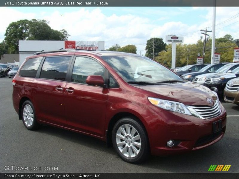 Salsa Red Pearl / Bisque 2011 Toyota Sienna Limited AWD