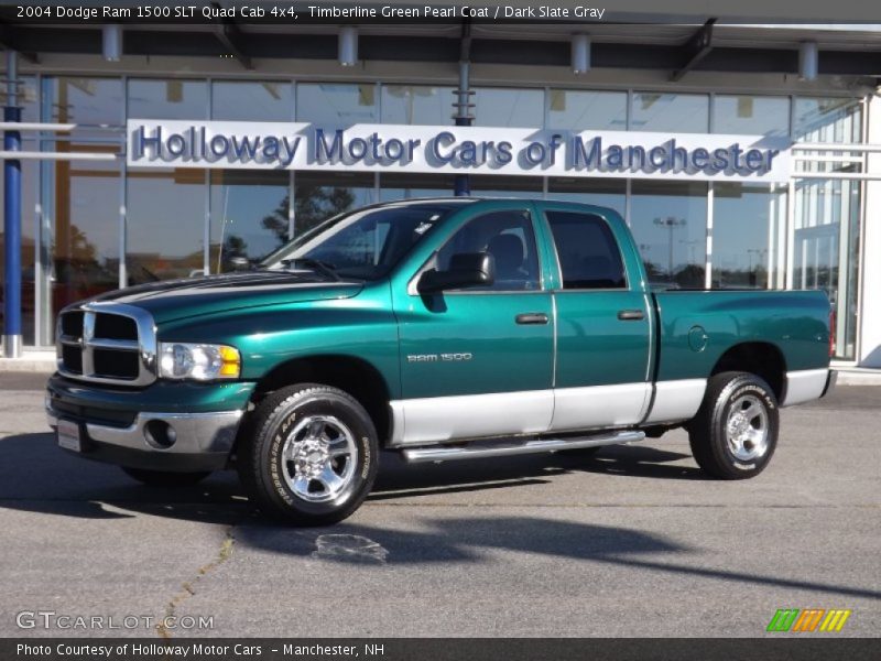 Timberline Green Pearl Coat / Dark Slate Gray 2004 Dodge Ram 1500 SLT Quad Cab 4x4