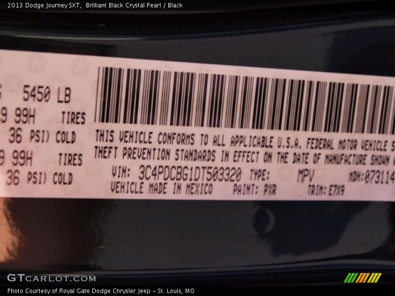 Brilliant Black Crystal Pearl / Black 2013 Dodge Journey SXT
