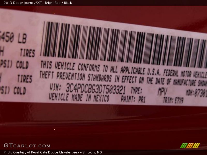 Bright Red / Black 2013 Dodge Journey SXT