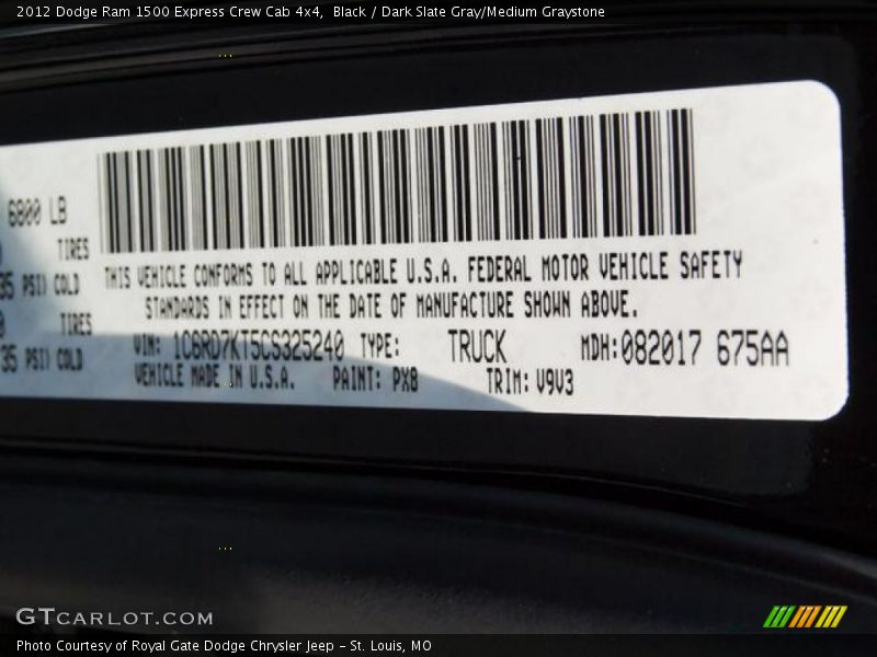 Black / Dark Slate Gray/Medium Graystone 2012 Dodge Ram 1500 Express Crew Cab 4x4