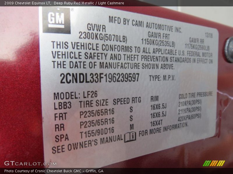Deep Ruby Red Metallic / Light Cashmere 2009 Chevrolet Equinox LT