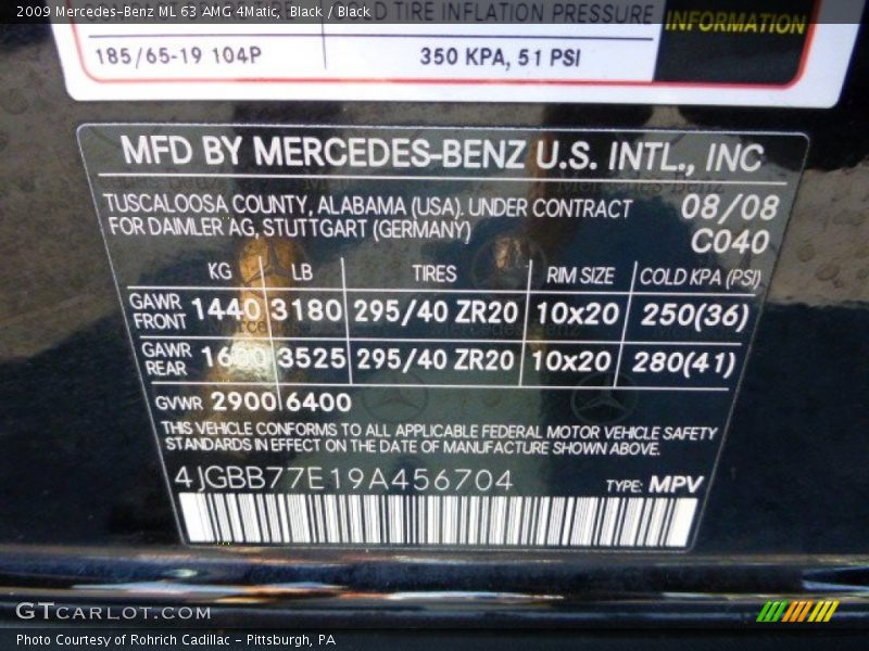 Black / Black 2009 Mercedes-Benz ML 63 AMG 4Matic