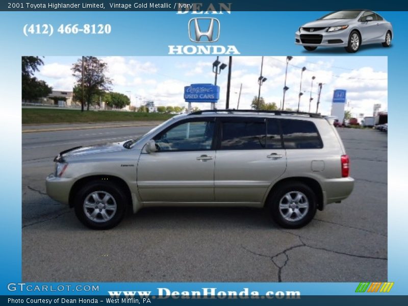 Vintage Gold Metallic / Ivory 2001 Toyota Highlander Limited