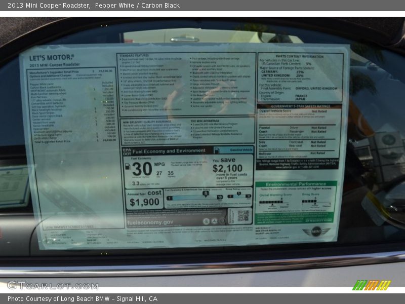 Pepper White / Carbon Black 2013 Mini Cooper Roadster