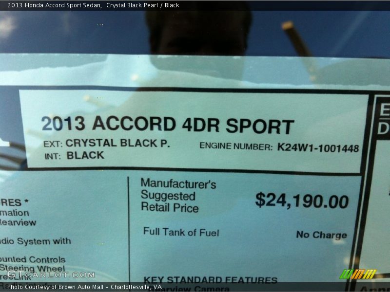  2013 Accord Sport Sedan Window Sticker