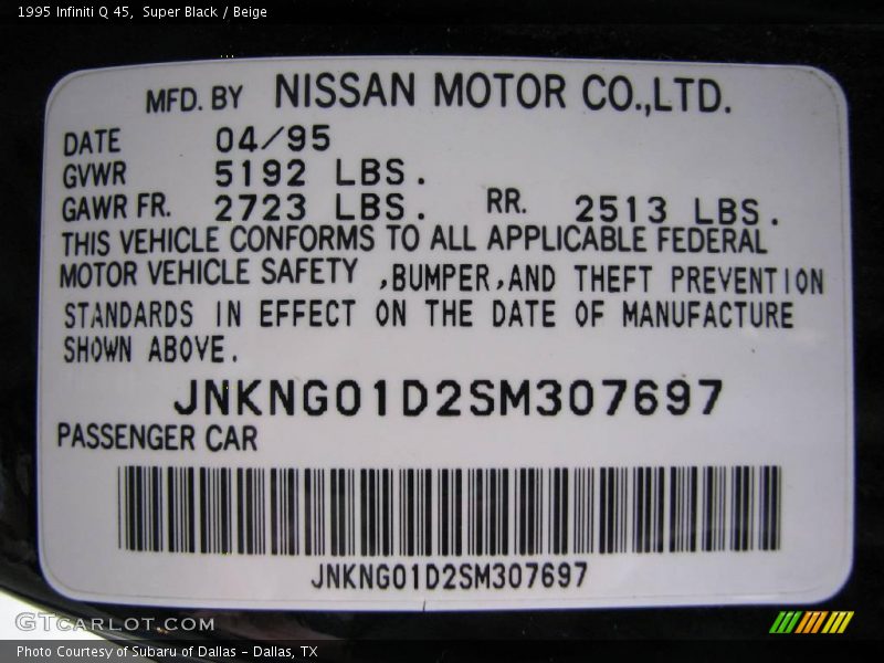 Super Black / Beige 1995 Infiniti Q 45