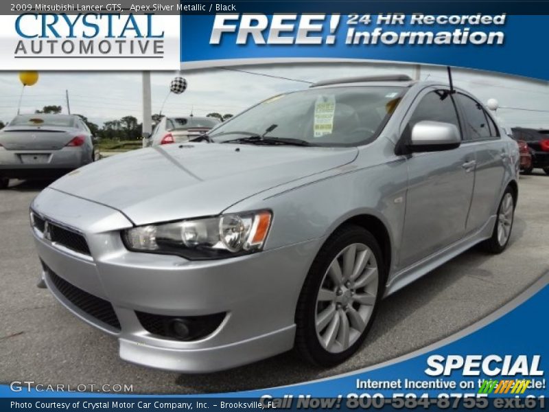 Apex Silver Metallic / Black 2009 Mitsubishi Lancer GTS