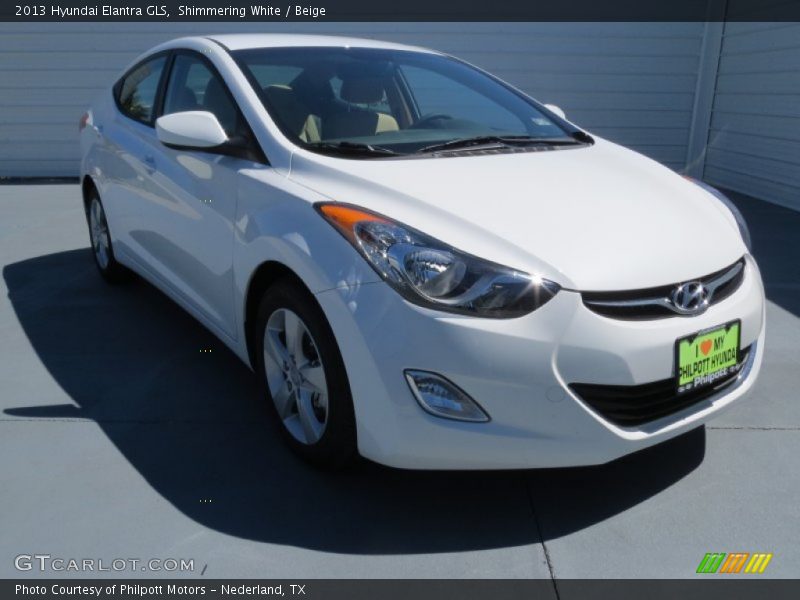 Shimmering White / Beige 2013 Hyundai Elantra GLS