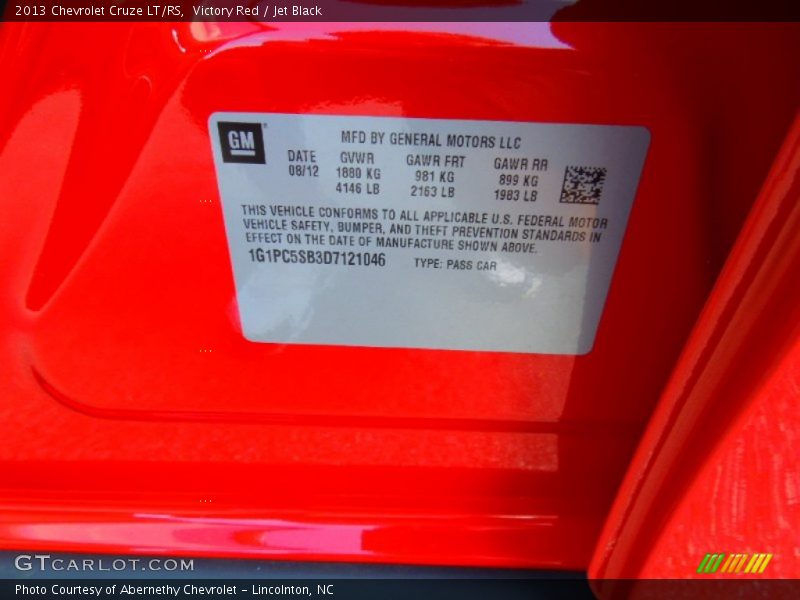 Victory Red / Jet Black 2013 Chevrolet Cruze LT/RS