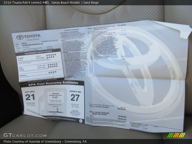 Sandy Beach Metallic / Sand Beige 2010 Toyota RAV4 Limited 4WD