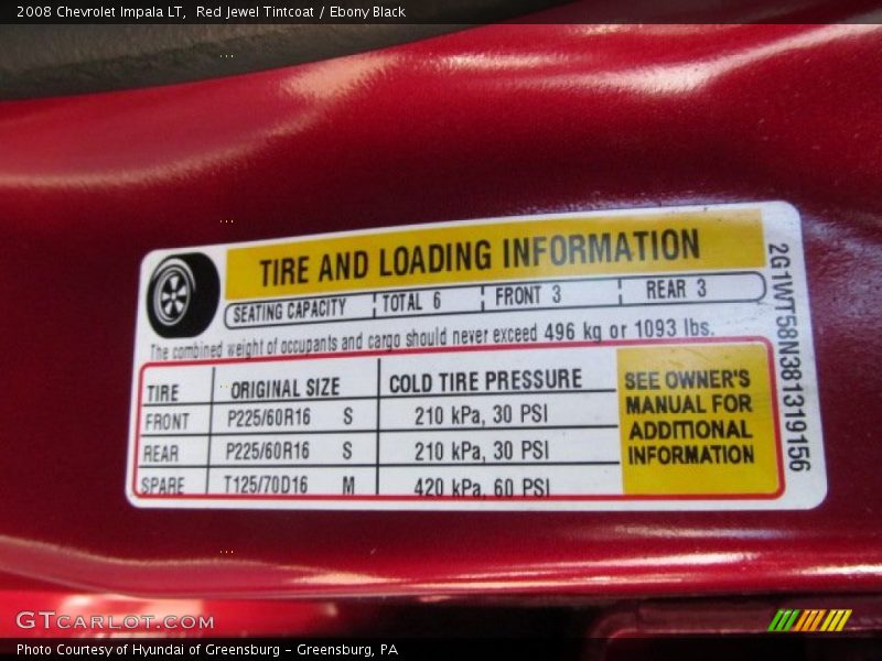 Red Jewel Tintcoat / Ebony Black 2008 Chevrolet Impala LT