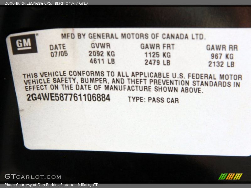 Black Onyx / Gray 2006 Buick LaCrosse CXS