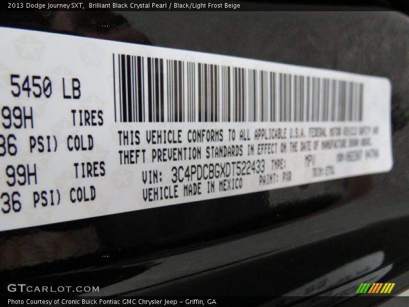 Brilliant Black Crystal Pearl / Black/Light Frost Beige 2013 Dodge Journey SXT