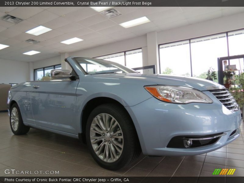 Crystal Blue Pearl / Black/Light Frost Beige 2013 Chrysler 200 Limited Convertible