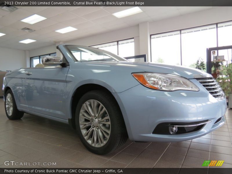 Crystal Blue Pearl / Black/Light Frost Beige 2013 Chrysler 200 Limited Convertible
