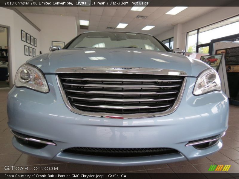 Crystal Blue Pearl / Black/Light Frost Beige 2013 Chrysler 200 Limited Convertible