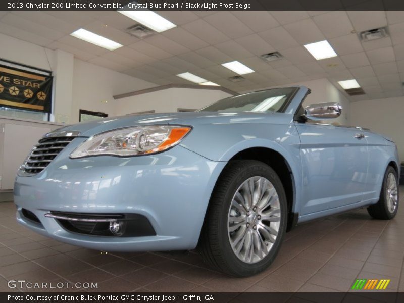 Crystal Blue Pearl / Black/Light Frost Beige 2013 Chrysler 200 Limited Convertible