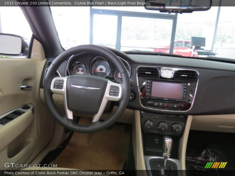 Crystal Blue Pearl / Black/Light Frost Beige 2013 Chrysler 200 Limited Convertible