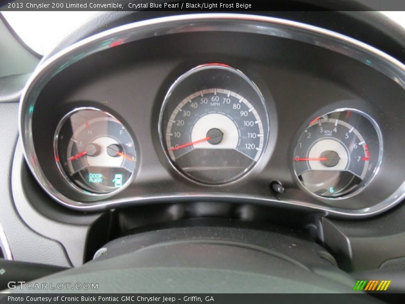 Crystal Blue Pearl / Black/Light Frost Beige 2013 Chrysler 200 Limited Convertible