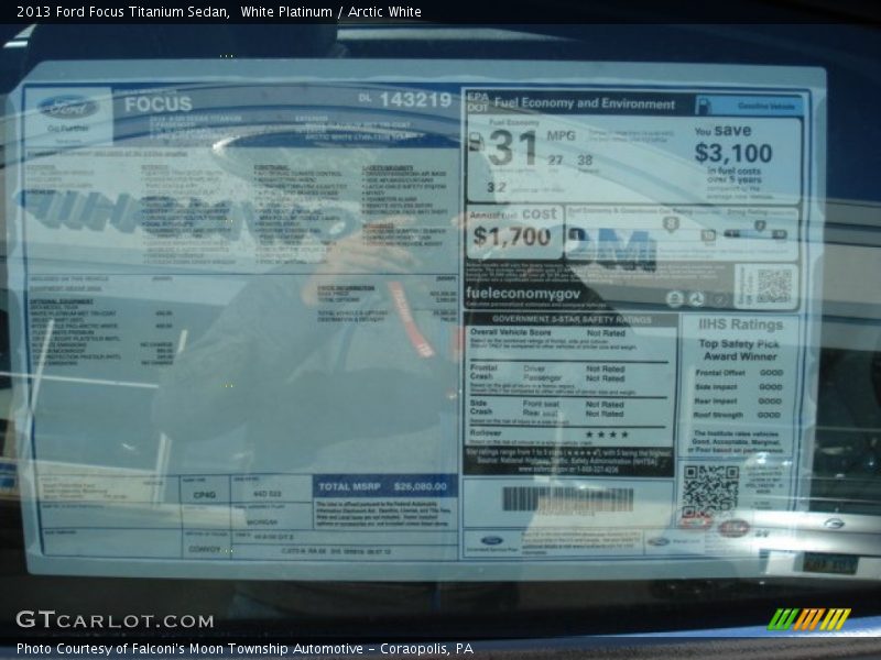  2013 Focus Titanium Sedan Window Sticker