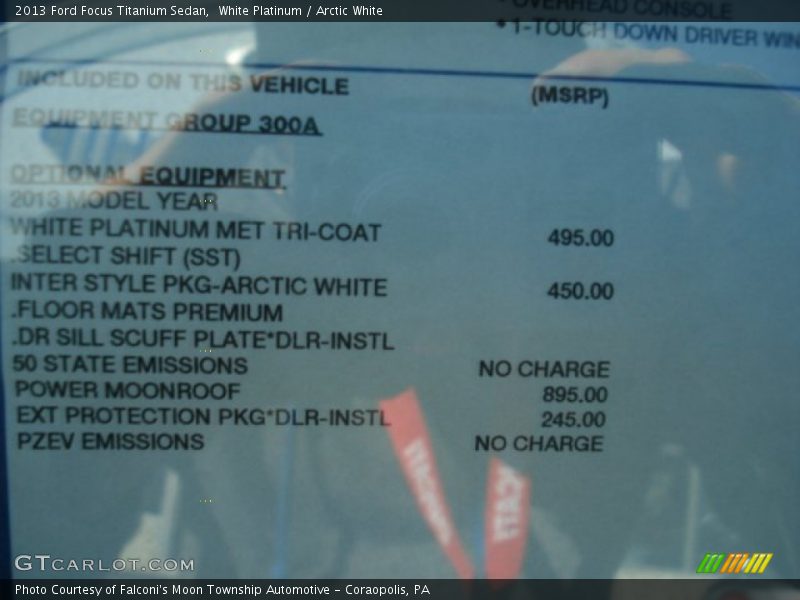  2013 Focus Titanium Sedan Window Sticker