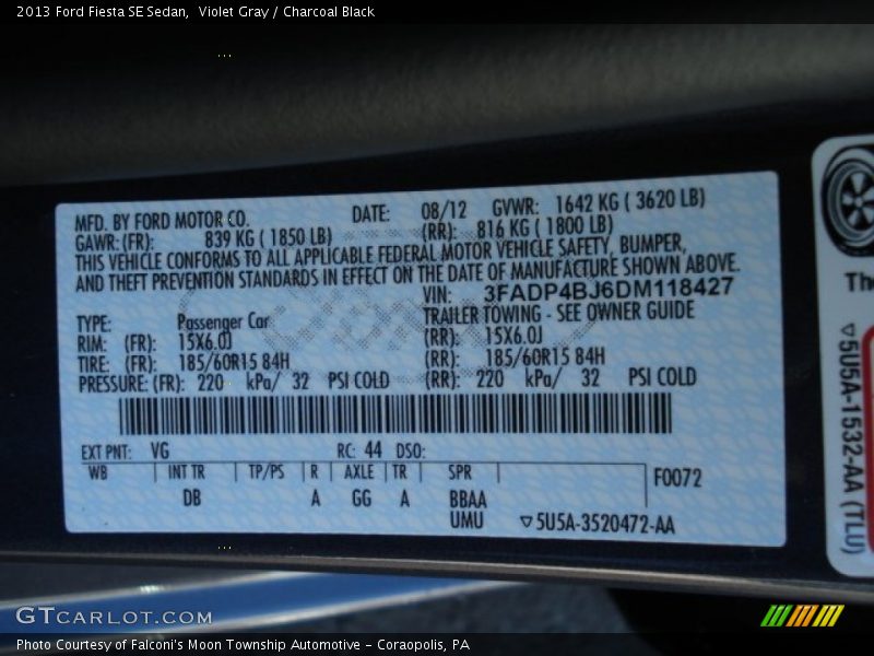 Violet Gray / Charcoal Black 2013 Ford Fiesta SE Sedan