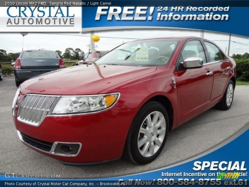Sangria Red Metallic / Light Camel 2010 Lincoln MKZ FWD
