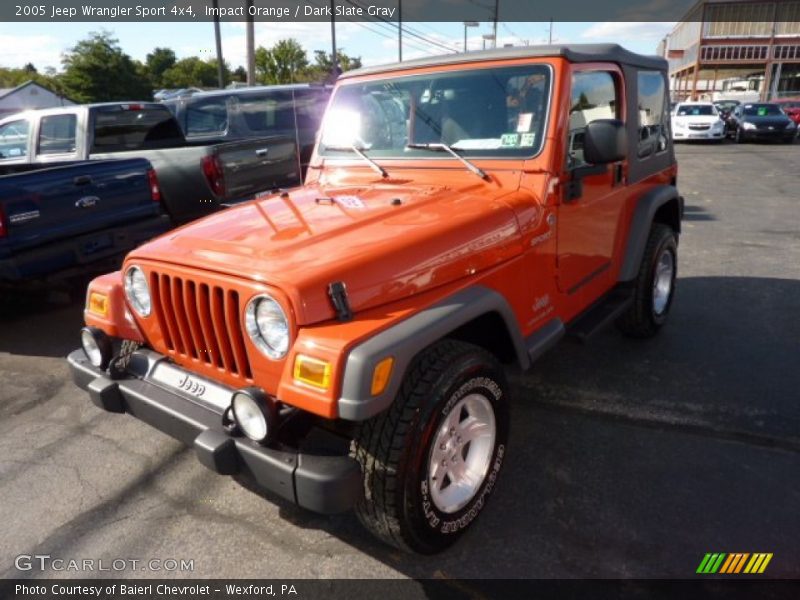 Impact Orange / Dark Slate Gray 2005 Jeep Wrangler Sport 4x4