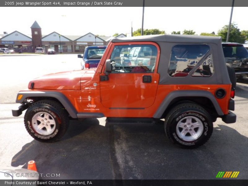 Impact Orange / Dark Slate Gray 2005 Jeep Wrangler Sport 4x4