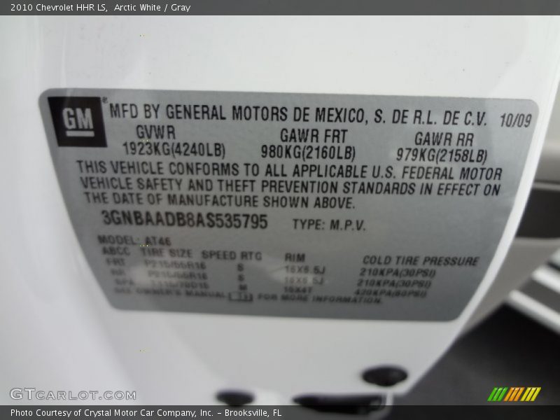 Arctic White / Gray 2010 Chevrolet HHR LS