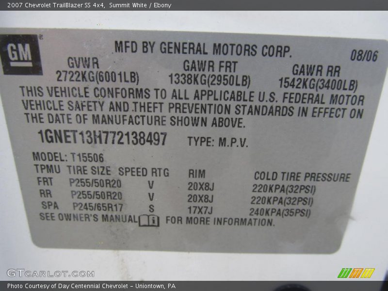 Summit White / Ebony 2007 Chevrolet TrailBlazer SS 4x4
