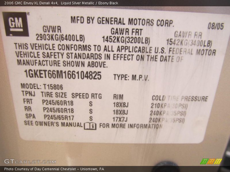 Liquid Silver Metallic / Ebony Black 2006 GMC Envoy XL Denali 4x4