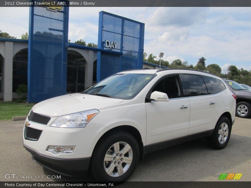White / Ebony 2012 Chevrolet Traverse LT AWD
