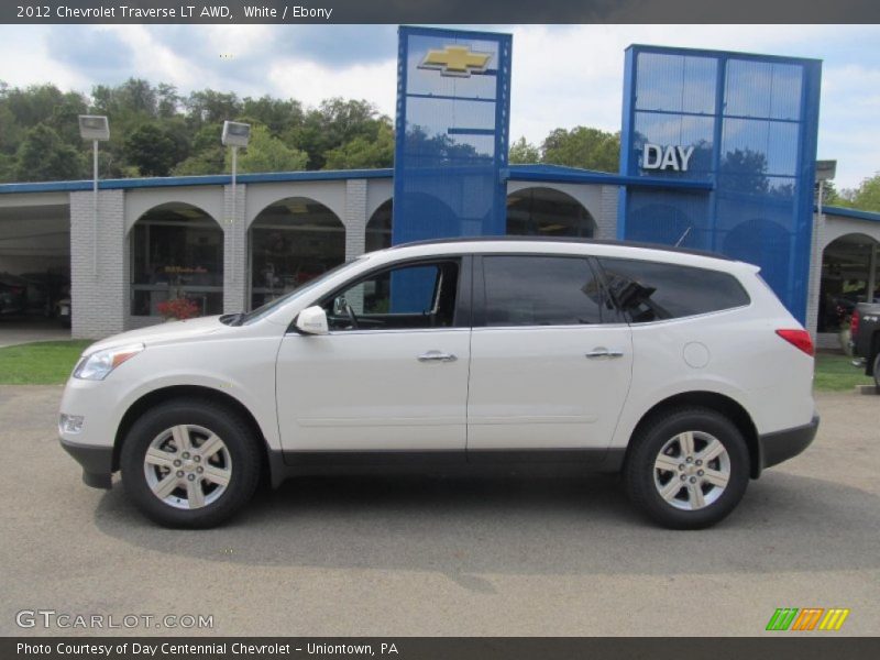 White / Ebony 2012 Chevrolet Traverse LT AWD