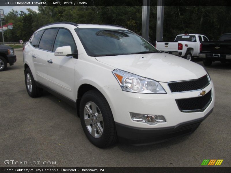 White / Ebony 2012 Chevrolet Traverse LT AWD
