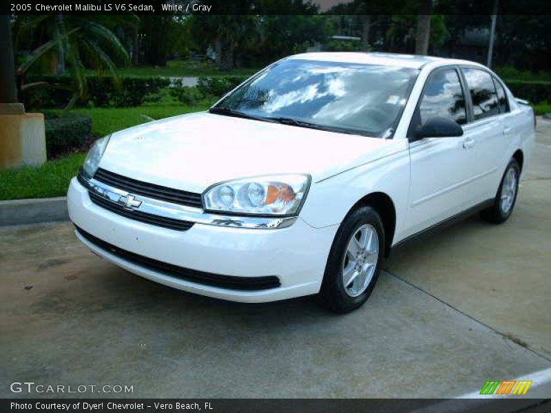 White / Gray 2005 Chevrolet Malibu LS V6 Sedan