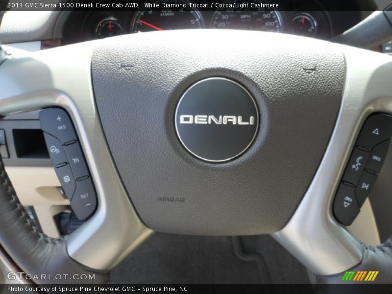 White Diamond Tricoat / Cocoa/Light Cashmere 2013 GMC Sierra 1500 Denali Crew Cab AWD
