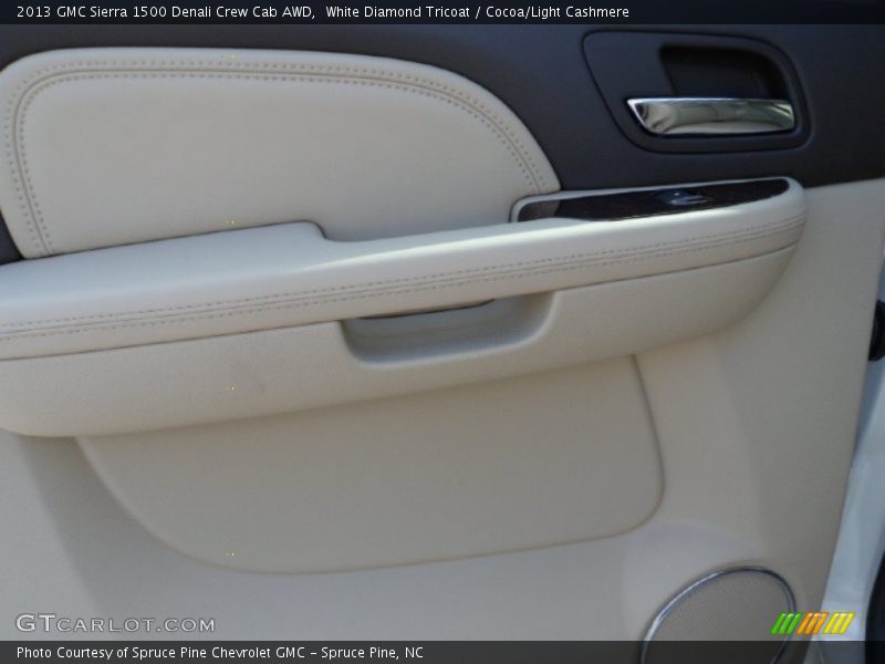 White Diamond Tricoat / Cocoa/Light Cashmere 2013 GMC Sierra 1500 Denali Crew Cab AWD
