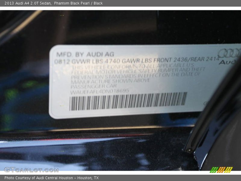 Phantom Black Pearl / Black 2013 Audi A4 2.0T Sedan