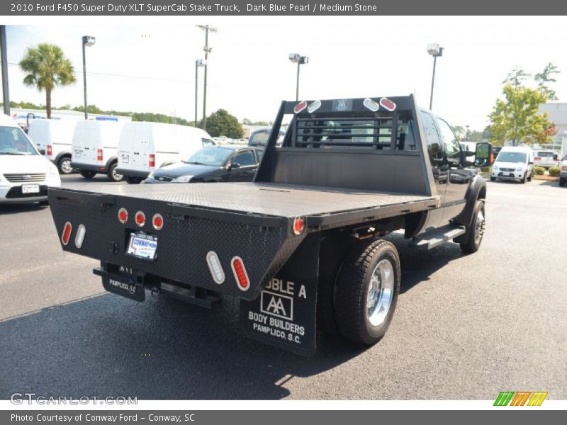 Dark Blue Pearl / Medium Stone 2010 Ford F450 Super Duty XLT SuperCab Stake Truck