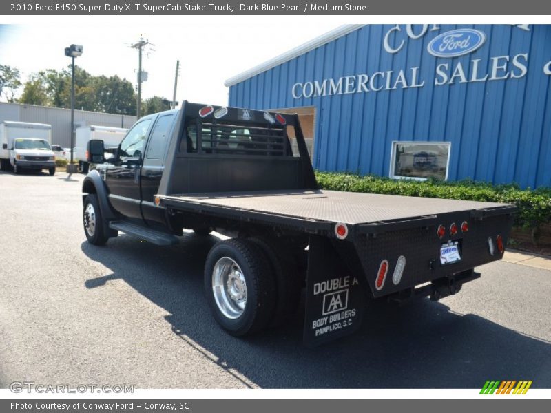 Dark Blue Pearl / Medium Stone 2010 Ford F450 Super Duty XLT SuperCab Stake Truck