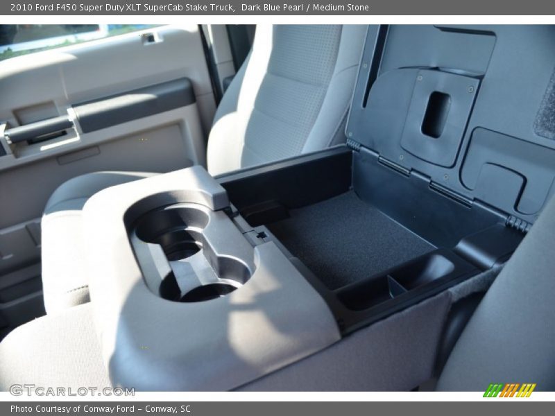Dark Blue Pearl / Medium Stone 2010 Ford F450 Super Duty XLT SuperCab Stake Truck