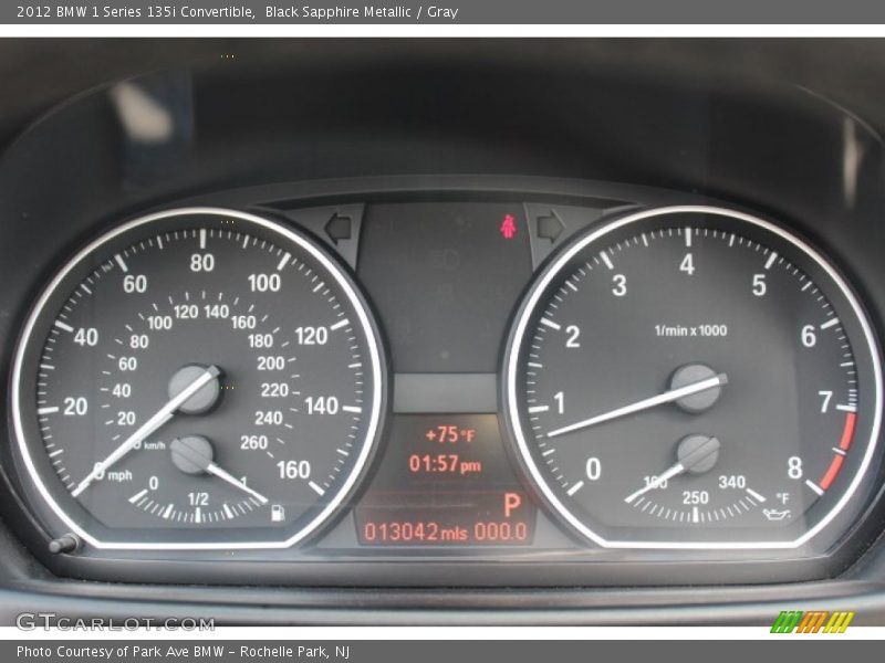 Black Sapphire Metallic / Gray 2012 BMW 1 Series 135i Convertible