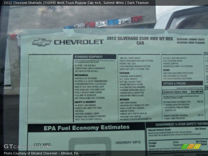 Summit White / Dark Titanium 2012 Chevrolet Silverado 2500HD Work Truck Regular Cab 4x4